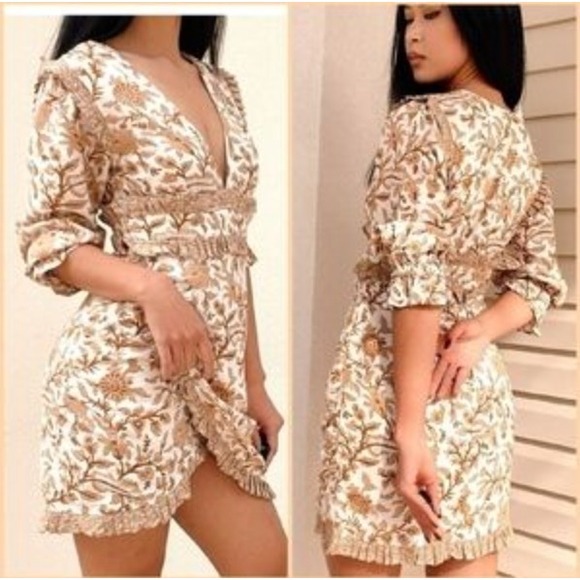 Cleobella Victoria Faux Wrap Floral Brown Dress Size XL - Picture 2 of 15